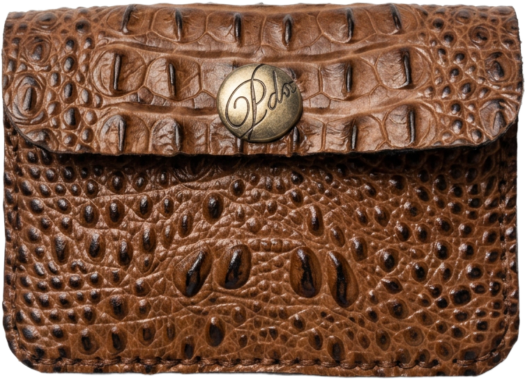 Tan Croc Card Pouch